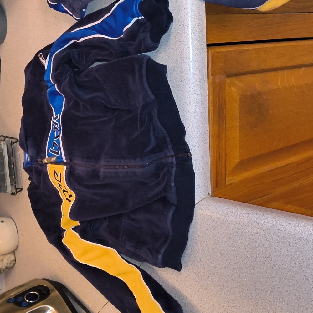 Y2K Reebok Set Of Blue & Yellow Velour Hoodie &  Pants-Boy's Size 7